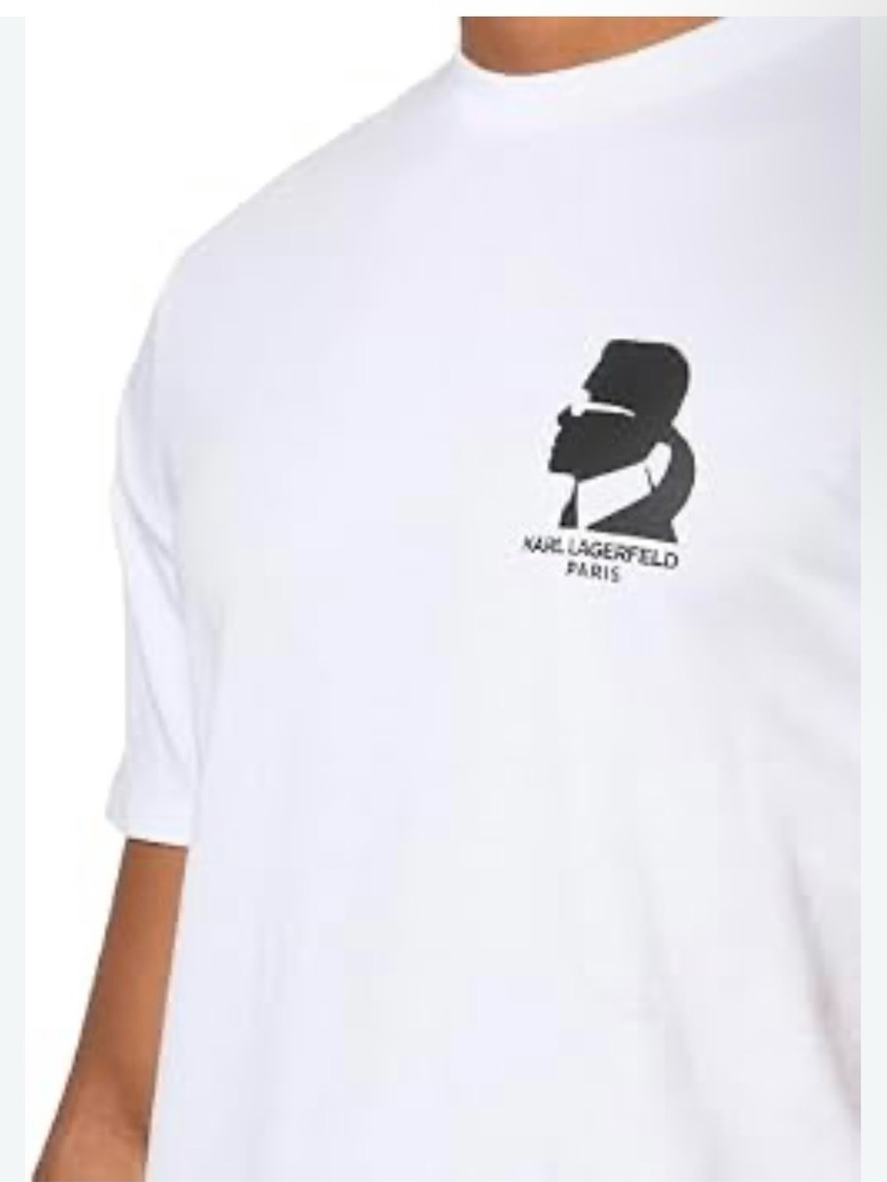 Karl Lagerfeld White T-Shirt with Black Logo Chest Print